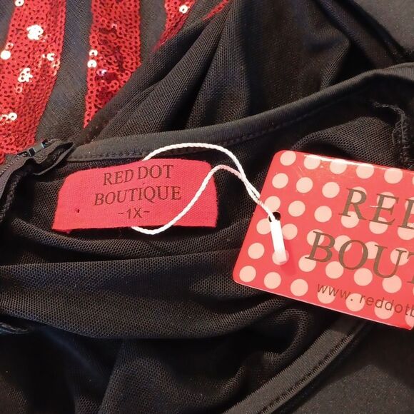 Red Dot Boutique Mesh Sequins Black and Red Sequin Dress. Cocktail. Whimsigoth. - Picture 2 of 14